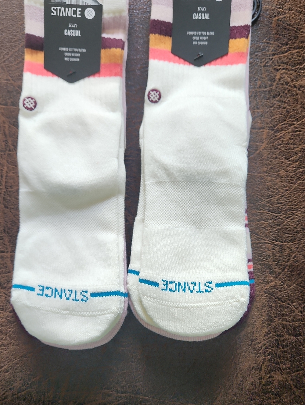 Stance Kids Crew Socks with Pink, Purple, Yellow & Blue Accents